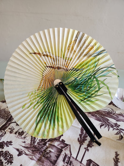 Éventail pliant motif asiatique   Patine