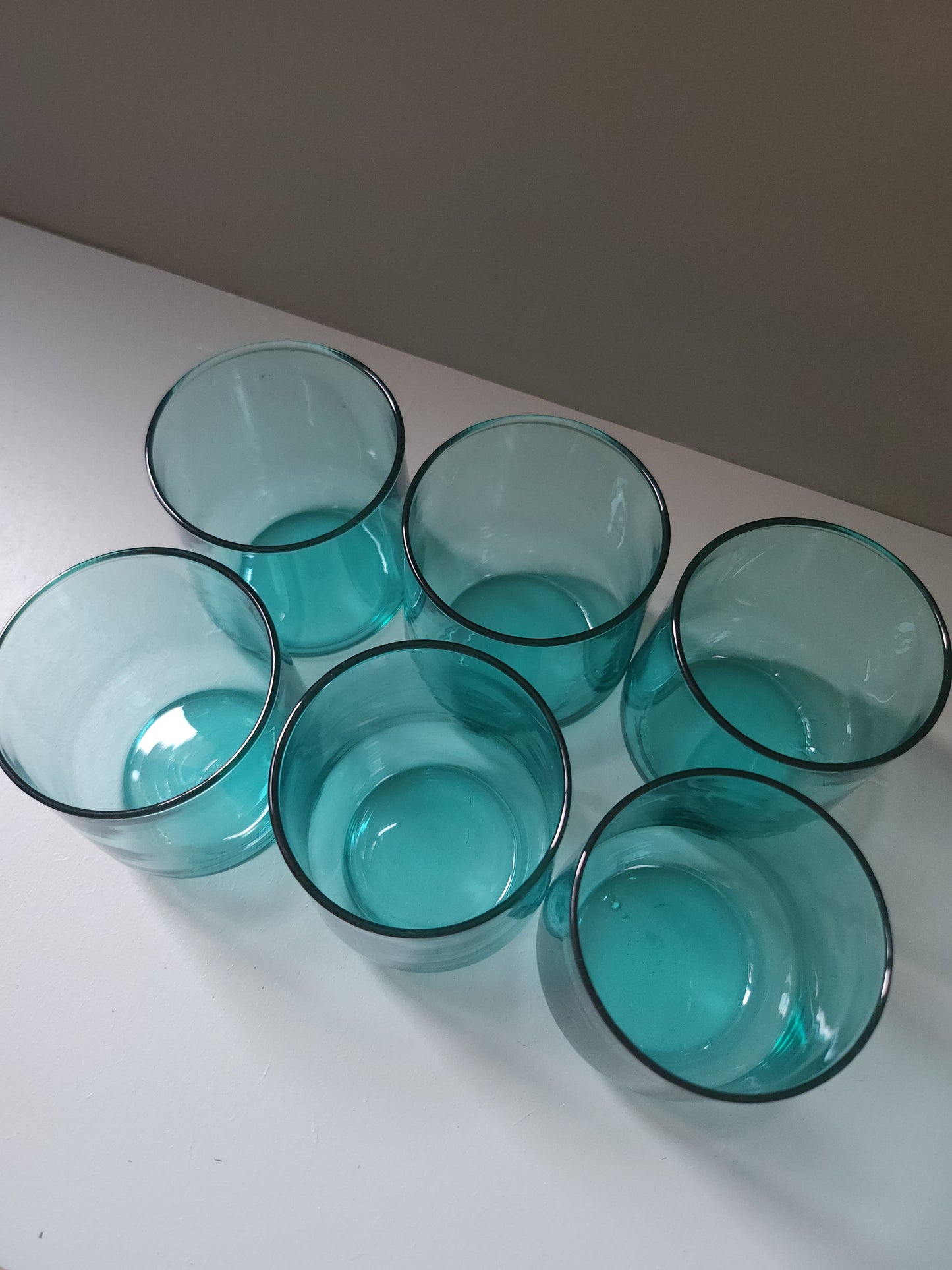 Verre à eau en verre teinté bleu lot de 6   Patine