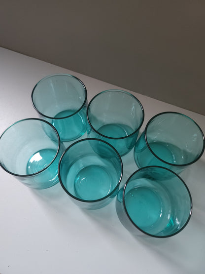 Verre à eau en verre teinté bleu lot de 6   Patine