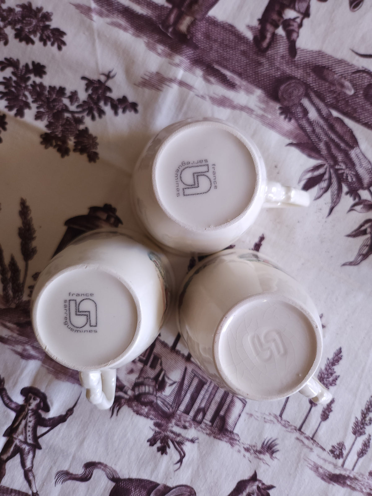 Tasse + assiette céramique Sarreguemines lot de 8   Patine