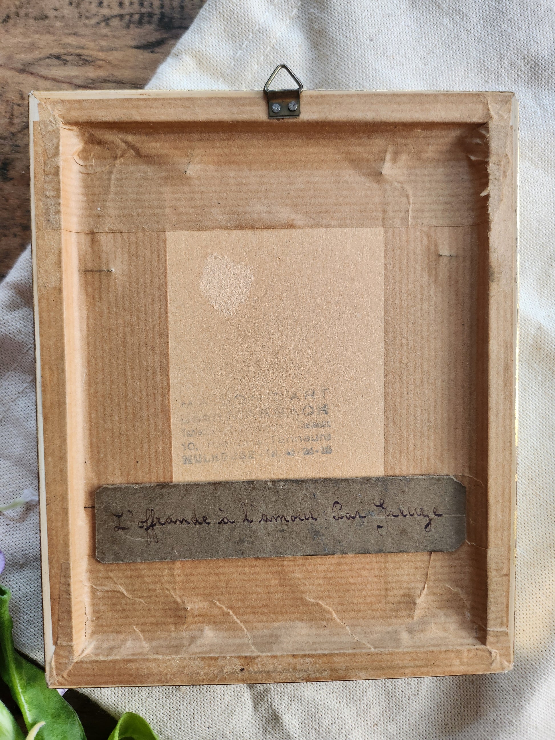 Cadre doré avec gravure "les hasards heureux de l’escarlopette"   Patine