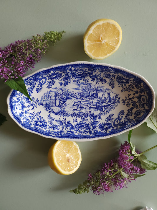 Plat ovale en céramique Lunéville style anglais   Patine