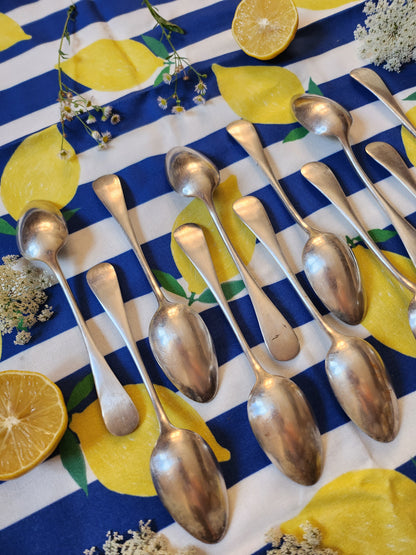Cuillère à soupe en argent lot de 12   Patine