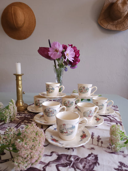 Tasse + assiette céramique Sarreguemines lot de 8   Patine