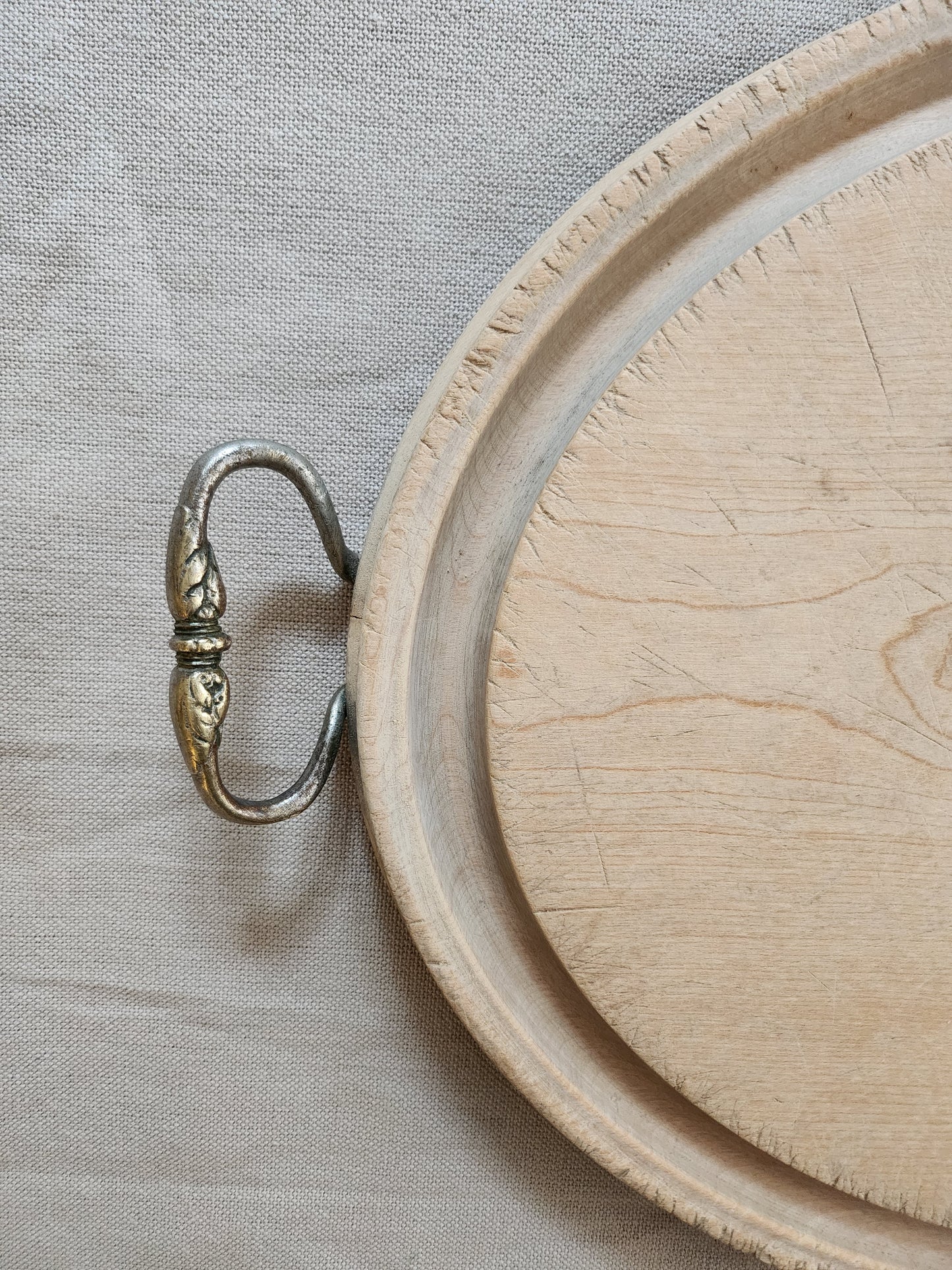 Plateau ovale en bois vintage