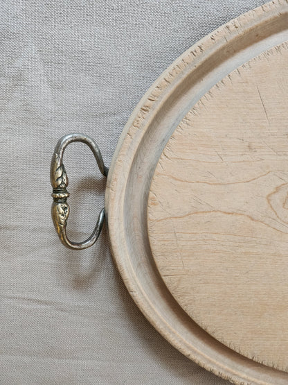 Plateau ovale en bois vintage