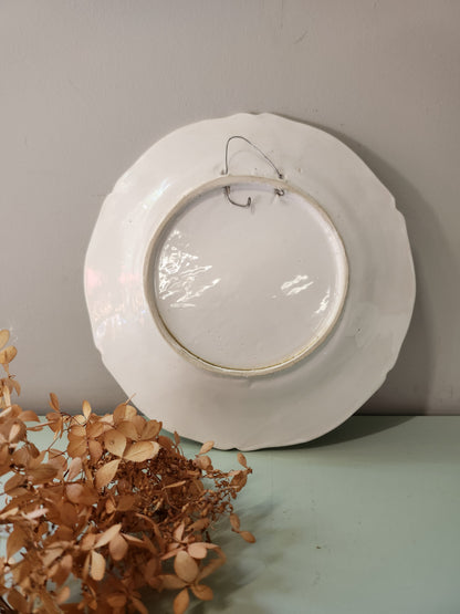 Assiette décorative à suspendre motif floral   Patine