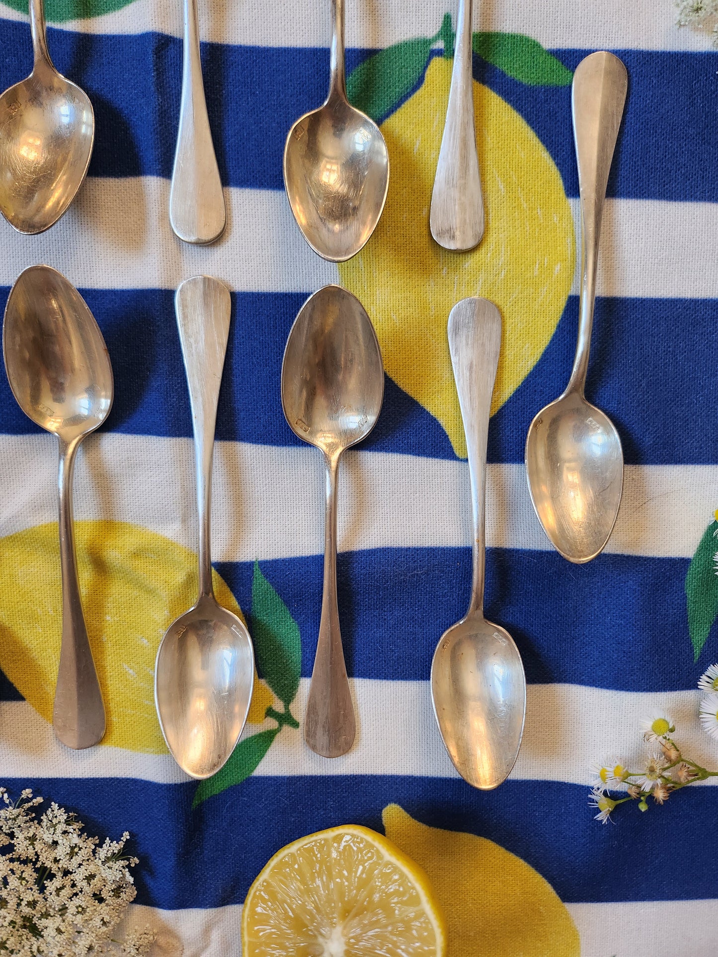 Cuillère à dessert en argent lot de 11   Patine
