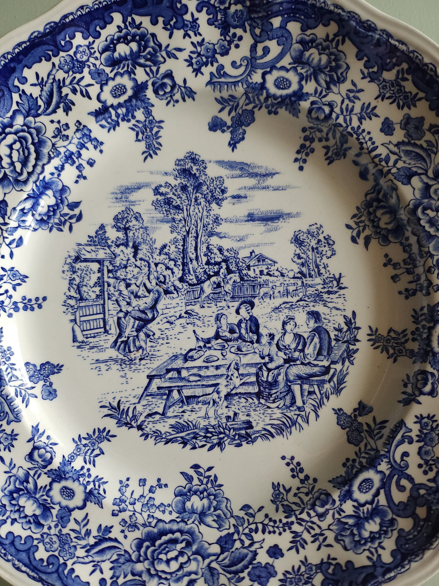 Assiettes plates en céramique Lunéville style anglais lot de 6   Patine