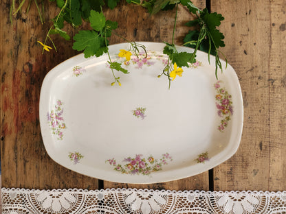 Plat en céramique ovale motif floral