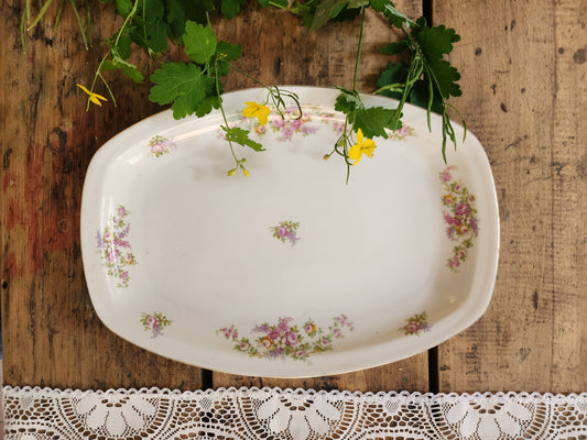 Plat en céramique ovale motif floral
