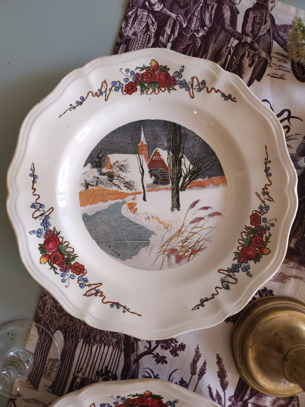 Assiette plate céramique Obernai lot de 4   Patine