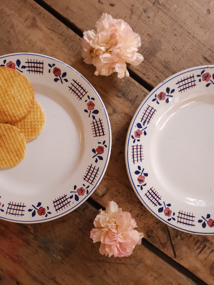 Assiettes plates en céramique Niderviller lot de 2   Patine