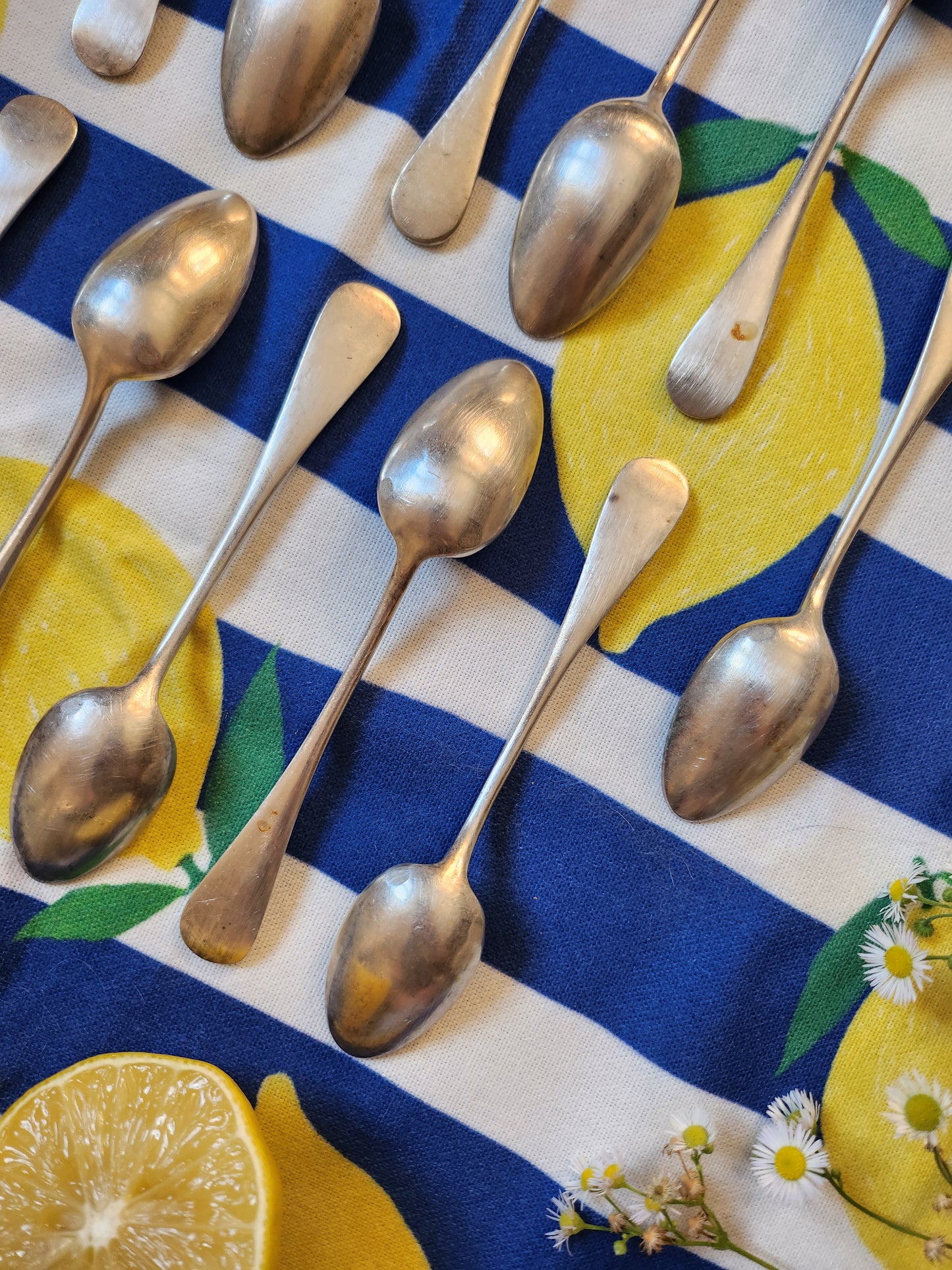 Cuillère à dessert en argent lot de 11   Patine