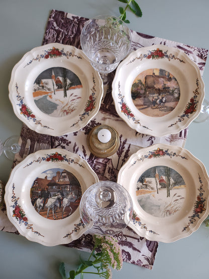 Assiette plate céramique Obernai lot de 4   Patine
