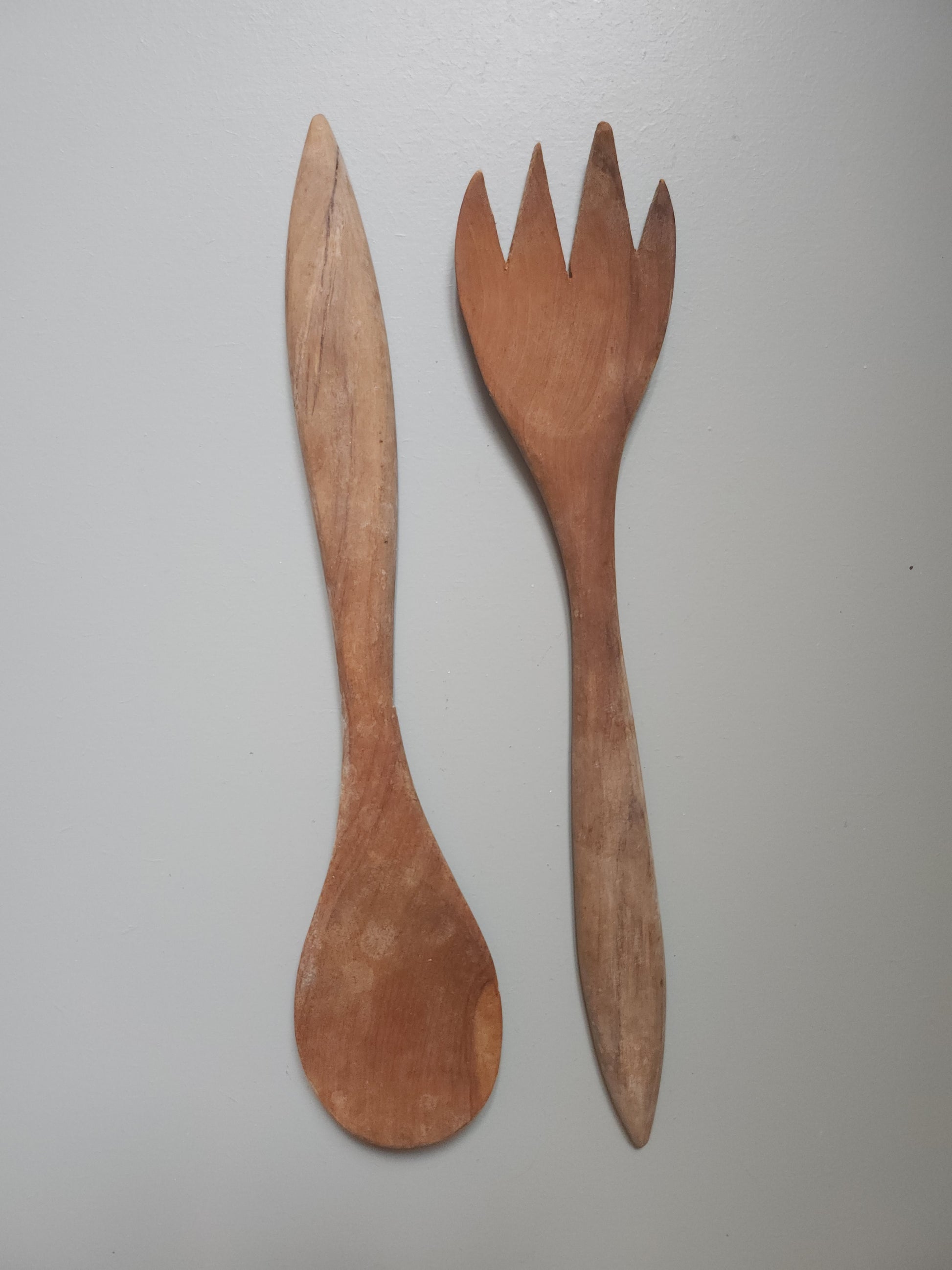Couverts à salade en bois lot de 2   Patine