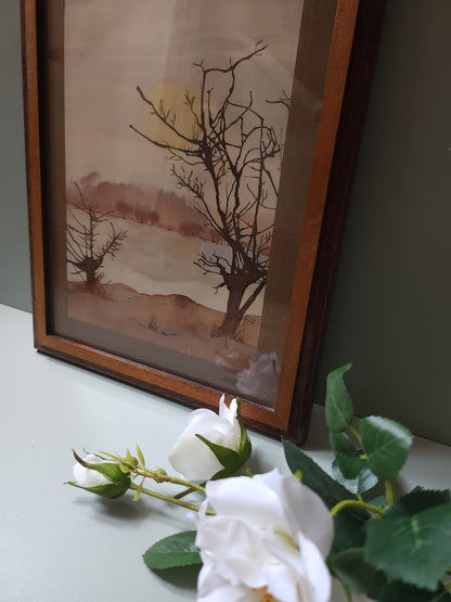 Cadre avec peinture sur toile   Patine