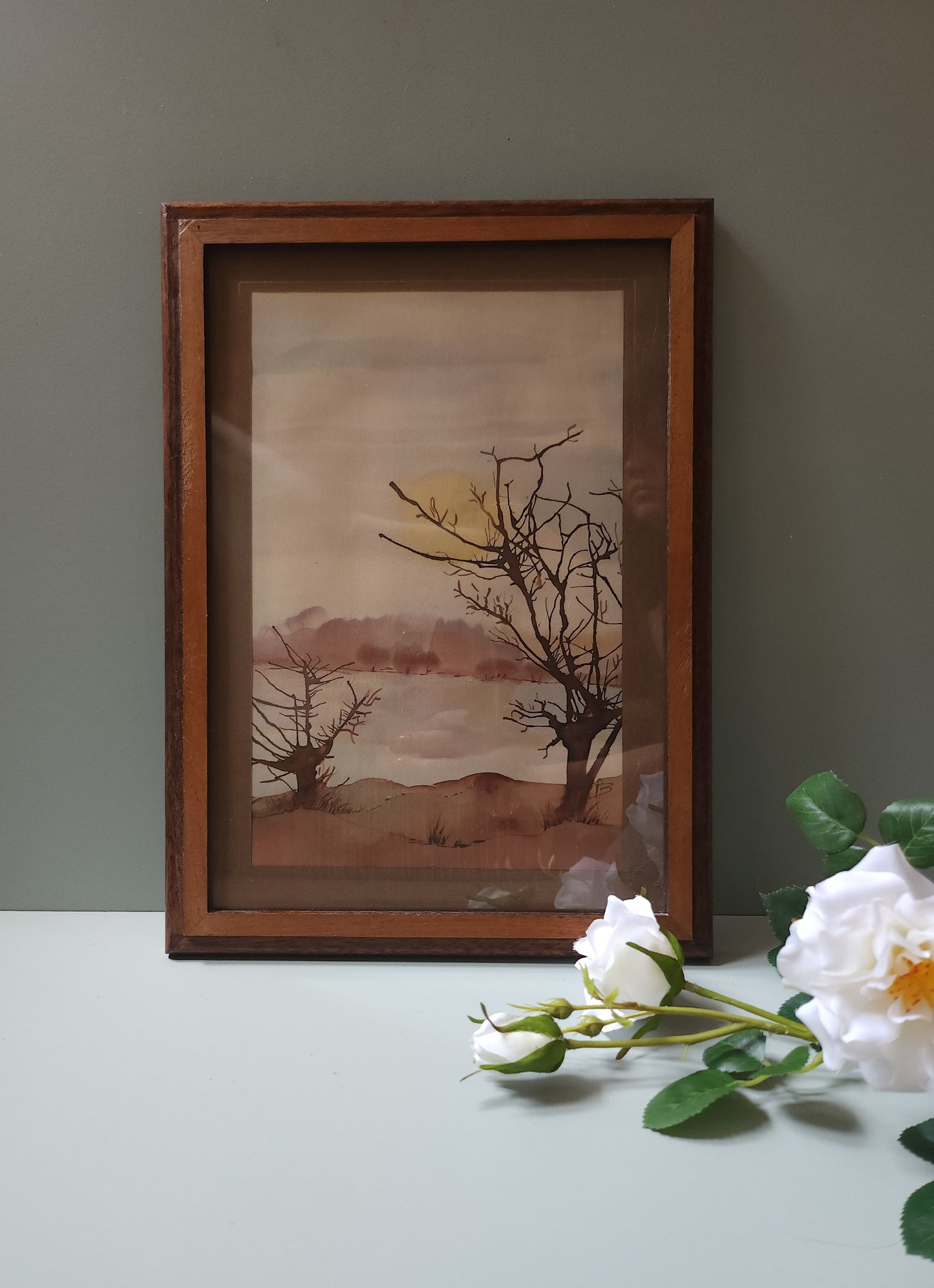 Cadre avec peinture sur toile   Patine