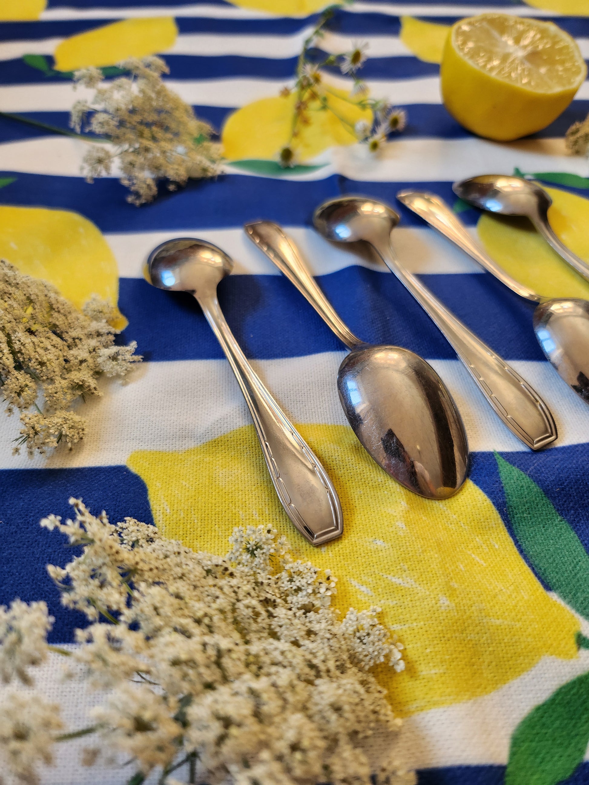 Cuillère à dessert en métal argenté lot de 5   Patine
