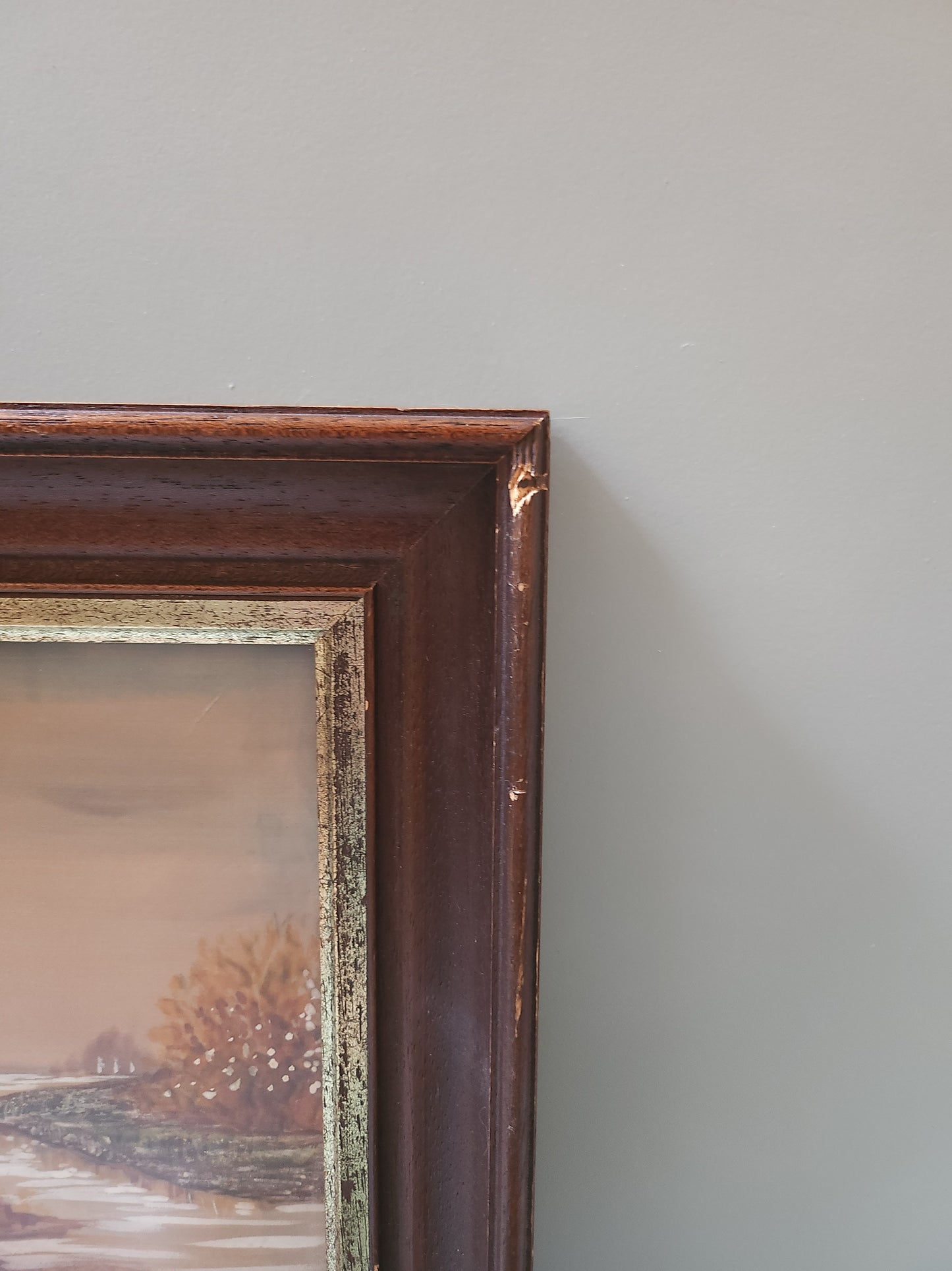 Cadre carré en bois avec peinture   Patine