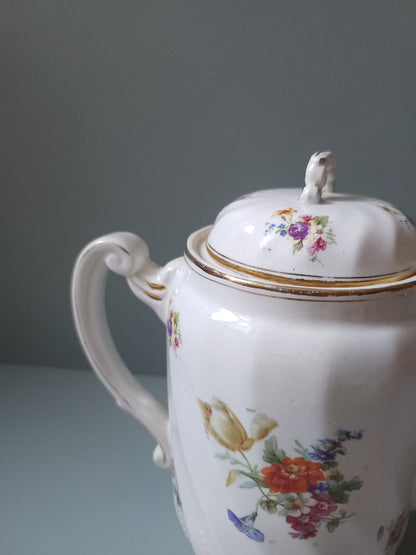 Théière en céramique française fleurie   Patine