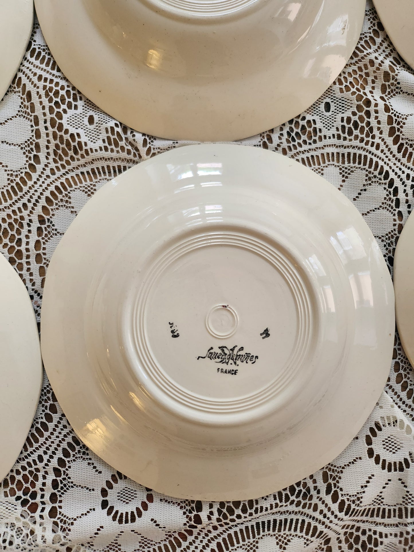 Assiettes semi-creuses Sarreguemines à fleurs-lot de 6