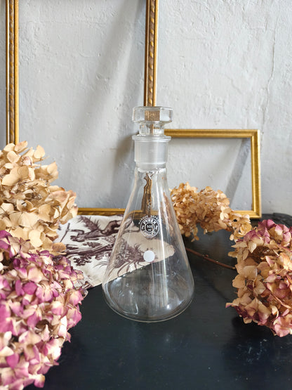 Bouteille en verre pyrex   Patine