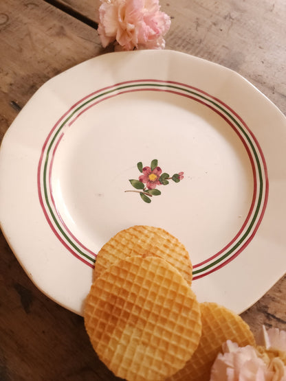Assiette Sarreguemines fleurie   Patine
