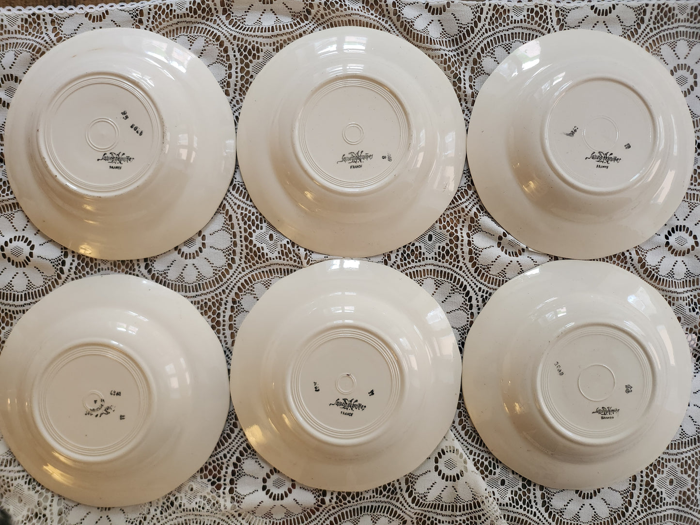 Assiettes semi-creuses Sarreguemines à fleurs-lot de 6