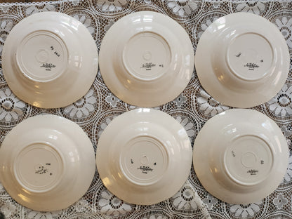 Assiettes semi-creuses Sarreguemines à fleurs-lot de 6