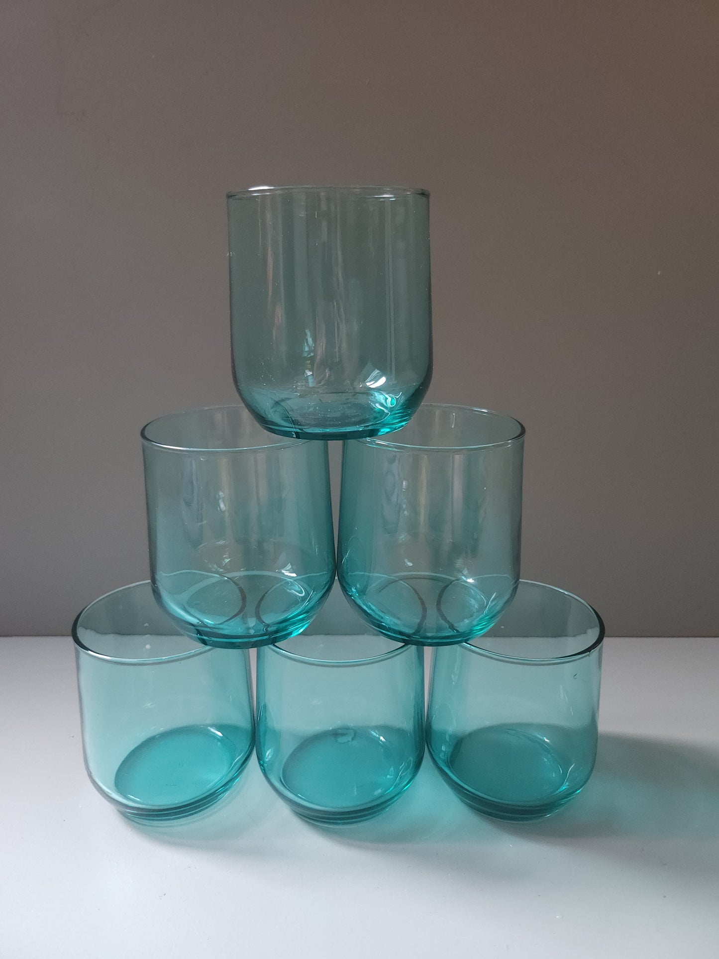 Verre à eau en verre teinté bleu lot de 6   Patine