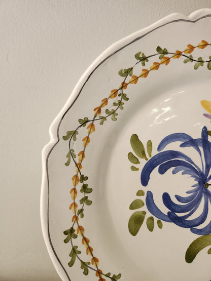 Assiette décorative à suspendre motif floral   Patine