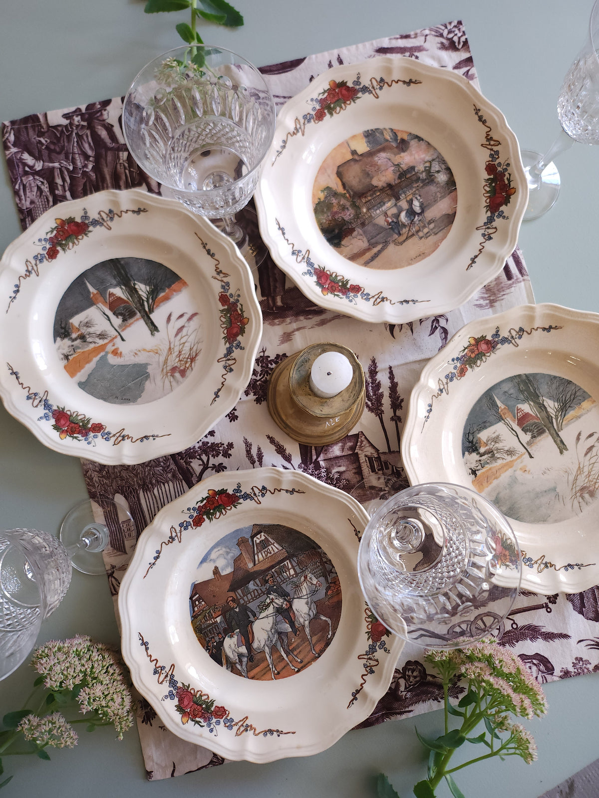 Assiette plate céramique Obernai lot de 4   Patine
