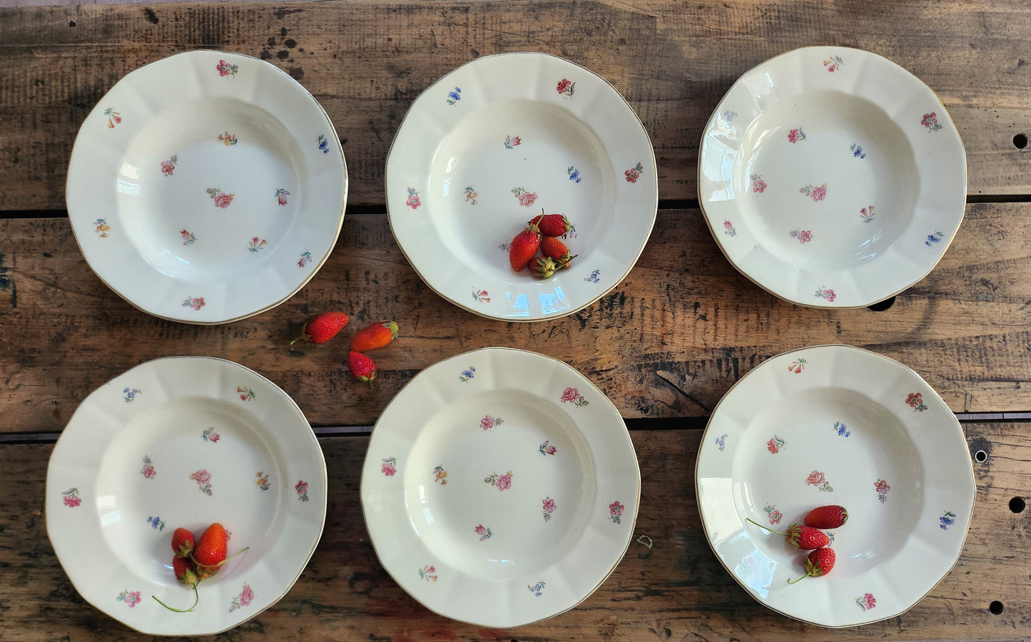 Assiettes fleuries Sarreguemines -lot de 6  Vaisselle Patine