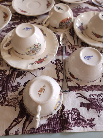 Tasse + coupelle céramique Sarreguemines lot de 5   Patine