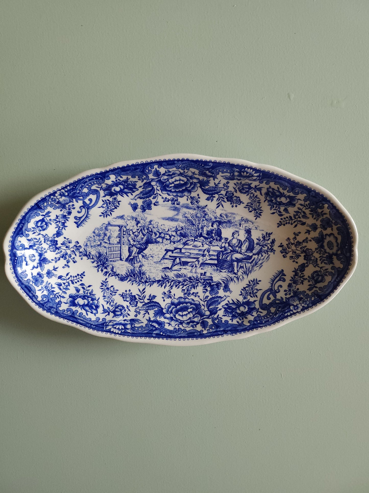 Plat ovale en céramique Lunéville style anglais   Patine