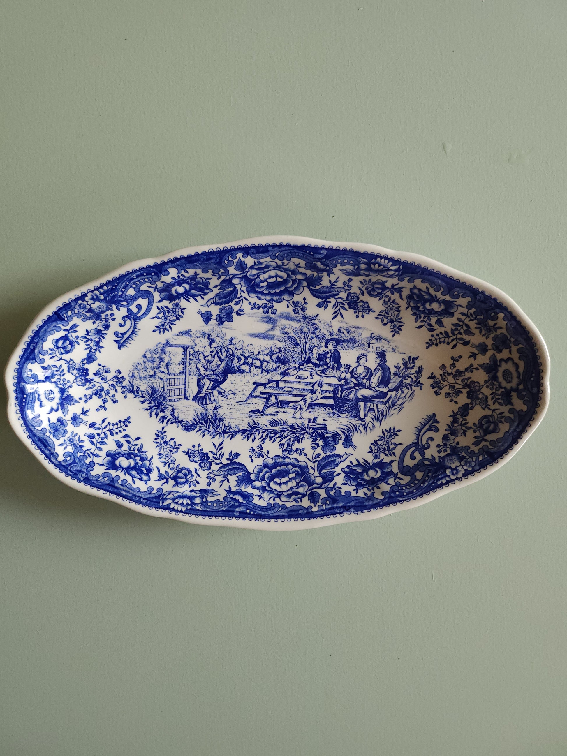 Plat ovale en céramique Lunéville style anglais   Patine