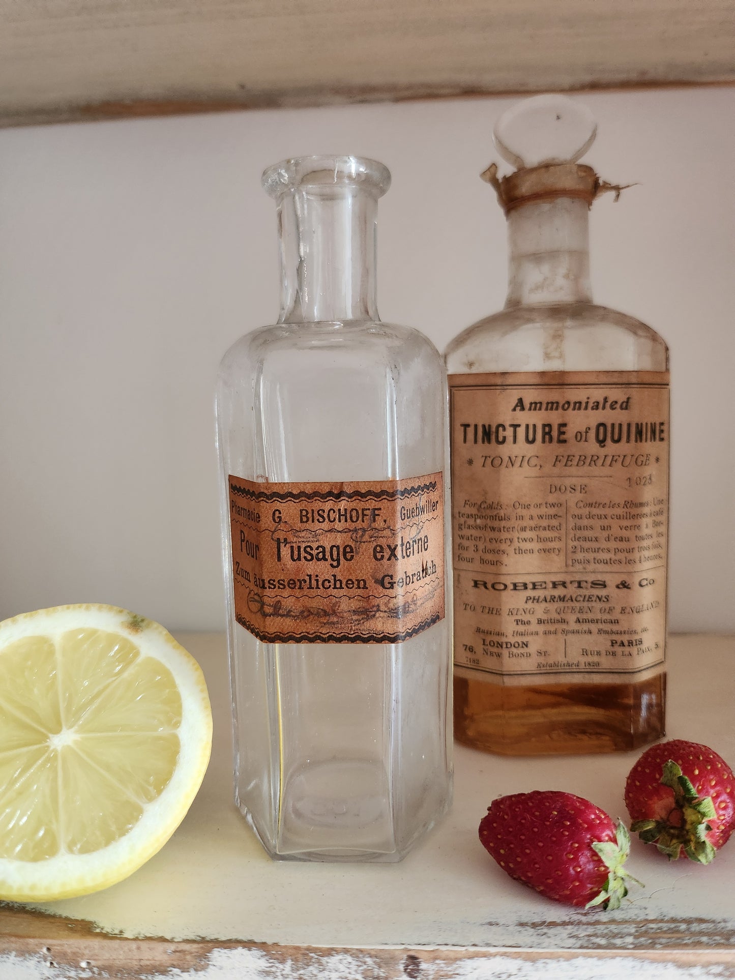 Fiole style apothicaire lot de 3   Patine