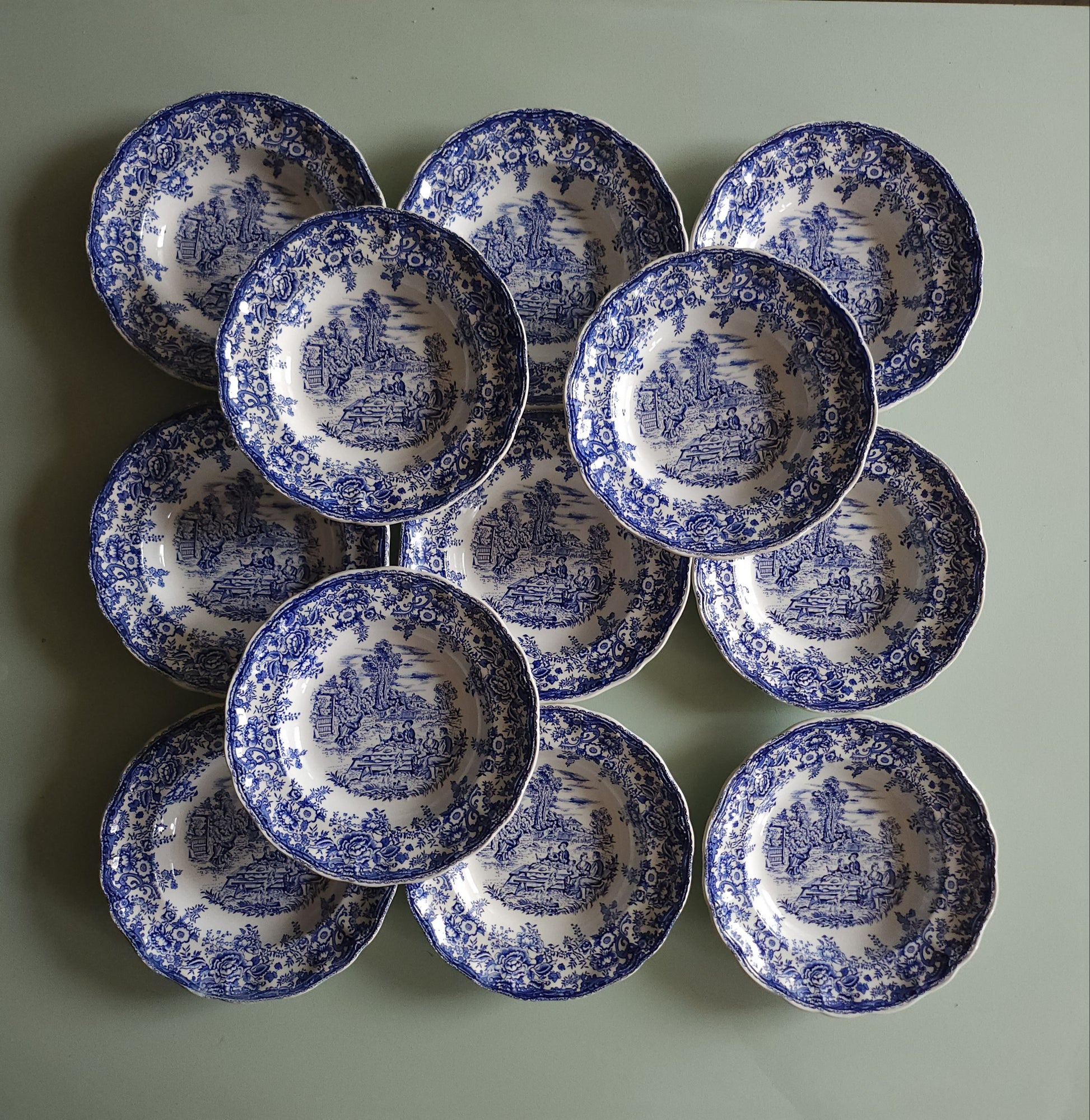 Assiettes creuses en céramique Lunéville style anglais lot de 10   Patine