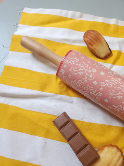 Rouleau à pâtisserie en céramique rose   Patine
