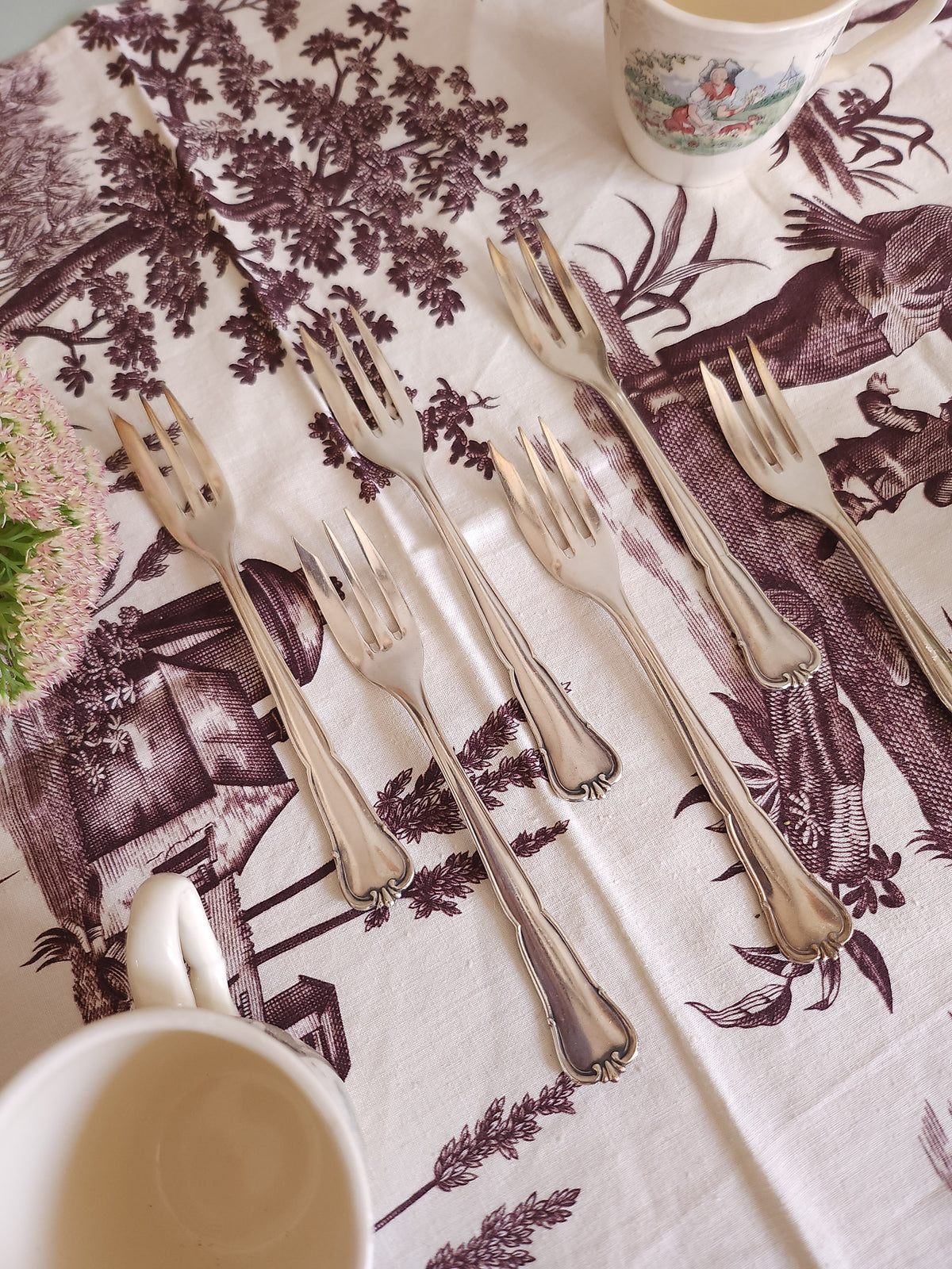 Fourchette a dessert en argent lot de 6   Patine