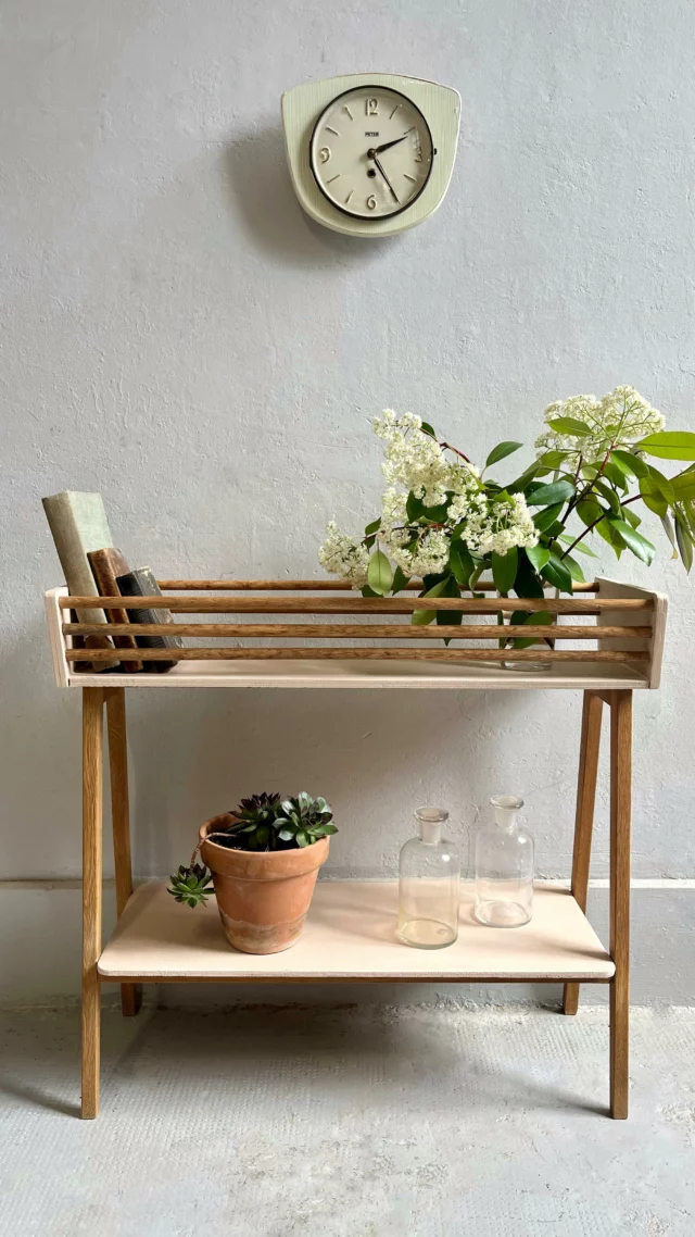 ⎰ ✖V E N D U✖⎱

Avant il grinçait. Maintenant, il groove. 🕺🏼
Ce petit porte-plante des années 60 a retrouvé toute sa superbe après un bon relooking : ponçage, réparation des lattes, peinture douce et coup de frais sur les pieds.
Aujourd’hui, il trône fièrement avec ses plantes et ses bibelots, prêt pour une nouvelle vie stylée ! 🪴🪩
Team récup’ chic, toujours.

À retrouver sur notre boutique en ligne 🛒
.
.
.
.
#meublerestauré #vintagevibes #decorecup #patinéavecamour #avantaprès #porteplante #decointerieur