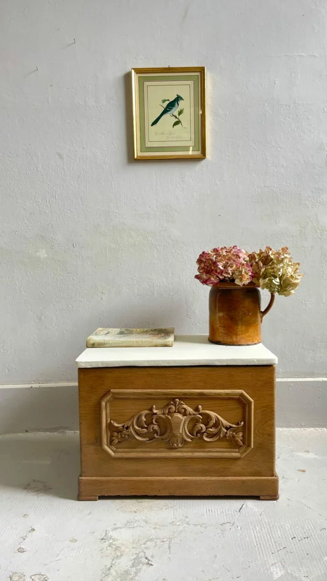 ⎰D I S P O⎱ 

Avec ses moulures mises à nu (merci l’aérogommage ✨) et son plateau crème, il a ce petit air rétro qu’on adore, ce joli coffre.

À la fois meuble d’appoint et rangement discret, il se glisse partout : en bout de canapé, dans l’entrée, en table de chevet… bref, c’est un vrai caméléon ! 

Et comme toujours, il a été bichonné chez nous, jusque dans les moindres détails (traitement contre les vrillettes inclus 🐛✅).

Toutes  les infos sont à retrouver sur la boutique en ligne 🛒 (lien en bio ⬆️)

🚚 Disponible en retrait à l’atelier ou en livraison sur devis.
.
.
.
.
.

#meubleancien #meublerénové #décoauthentique #coffreancien #atelierpatine #intérieurcharme #vintageaddict #coffre #malle #moulures