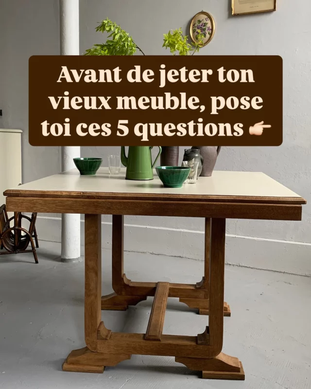 ⎰❥ On croit parfois qu’un meuble est “bon à jeter” simplement parce qu’il est abîmé, démodé ou parce qu’on ne sait plus quoi en faire.

Mais si tu le regardais autrement ? 🤔
Et si c’était une pépite qui dort, et non une cause perdue ? 😍

👉 On t’aide à te poser les bonnes questions avant de jeter :
– Est-ce qu’il a une valeur sentimentale ?
– Est-ce qu’il a un bon bois ?
– Est-ce qu’un relooking simple pourrait suffire ?
– Quel est l’impact d’un meuble neuf ?
– Et si tu profitais de l’occasion pour apprendre à rénover toi-même ?

✨Bonne nouvelle : on propose des séances de 30 minutes en visio pour t’aider à te lancer, te guider sur les étapes, et éviter les erreurs. Tu recevras ensuite un descriptif étape par étape et le matériel dont tu vas avoir besoin. 

Réserve ton accompagnement via le lien dans la bio. 👆🏻

🌿 Rénover, c’est mieux consommer. Et c’est bien plus gratifiant que d’acheter en un clic.

#meublerénové #avantaprès #diymeuble #slowdéco #rénovationmeuble #meublevintage #upcyclingmeuble #atelierpatine #secondeviedesmeubles